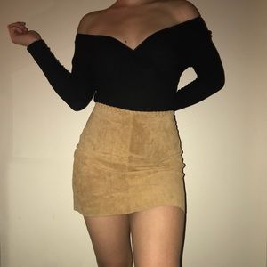 Tan faux suede skirt
